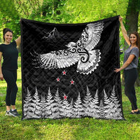 New Zealand Kea Bird Quilt Maori Tattoo and Silver Fern Black Color LT03 - Polynesian Pride