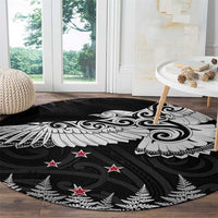 New Zealand Kea Bird Round Carpet Maori Tattoo and Silver Fern Black Color LT03 - Polynesian Pride