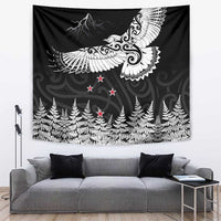 New Zealand Kea Bird Tapestry Maori Tattoo and Silver Fern Black Color LT03 Black - Polynesian Pride