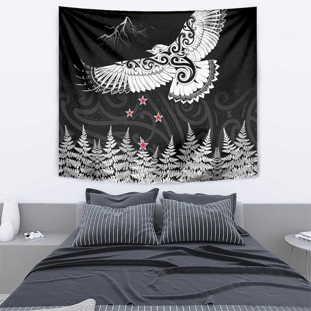 New Zealand Kea Bird Tapestry Maori Tattoo and Silver Fern Black Color LT03 - Polynesian Pride