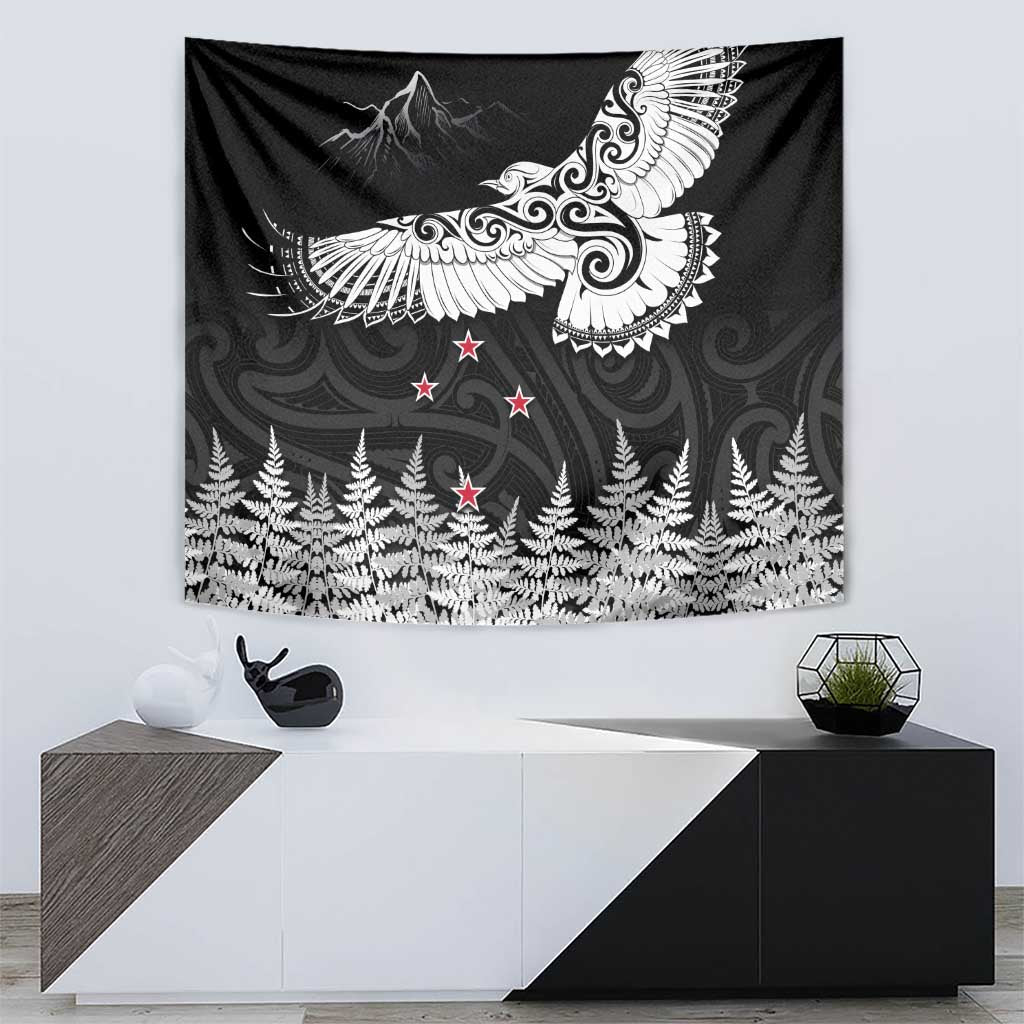 New Zealand Kea Bird Tapestry Maori Tattoo and Silver Fern Black Color LT03 - Polynesian Pride