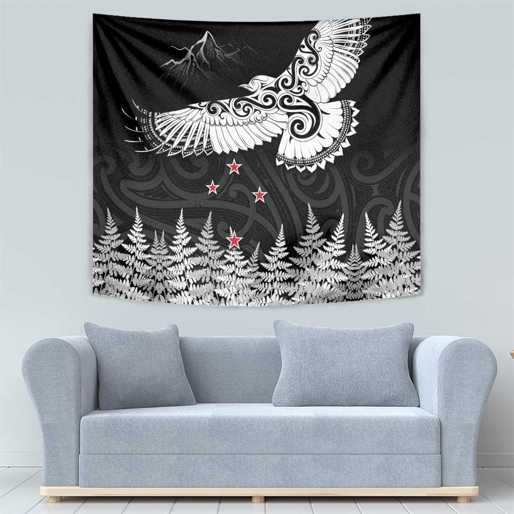 New Zealand Kea Bird Tapestry Maori Tattoo and Silver Fern Black Color LT03 - Polynesian Pride