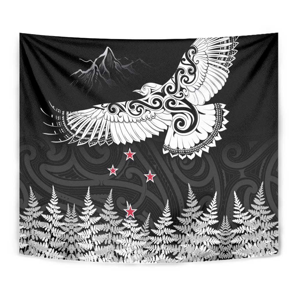 New Zealand Kea Bird Tapestry Maori Tattoo and Silver Fern Black Color LT03 - Polynesian Pride
