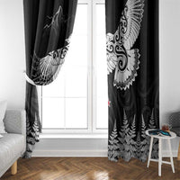 New Zealand Kea Bird Window Curtain Maori Tattoo and Silver Fern Black Color