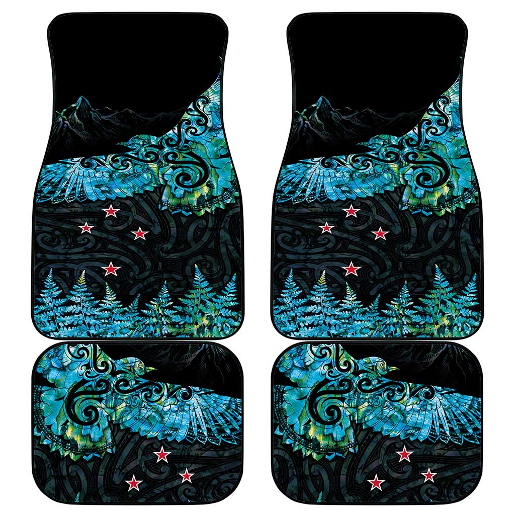 New Zealand Kea Bird Car Mats Maori Tattoo and Silver Fern Paua Shell Style