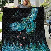 New Zealand Kea Bird Quilt Maori Tattoo and Silver Fern Paua Shell Style LT03 Black - Polynesian Pride