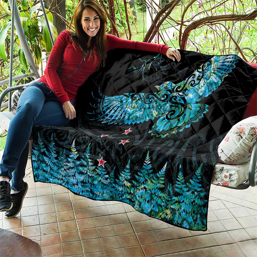 New Zealand Kea Bird Quilt Maori Tattoo and Silver Fern Paua Shell Style LT03 - Polynesian Pride