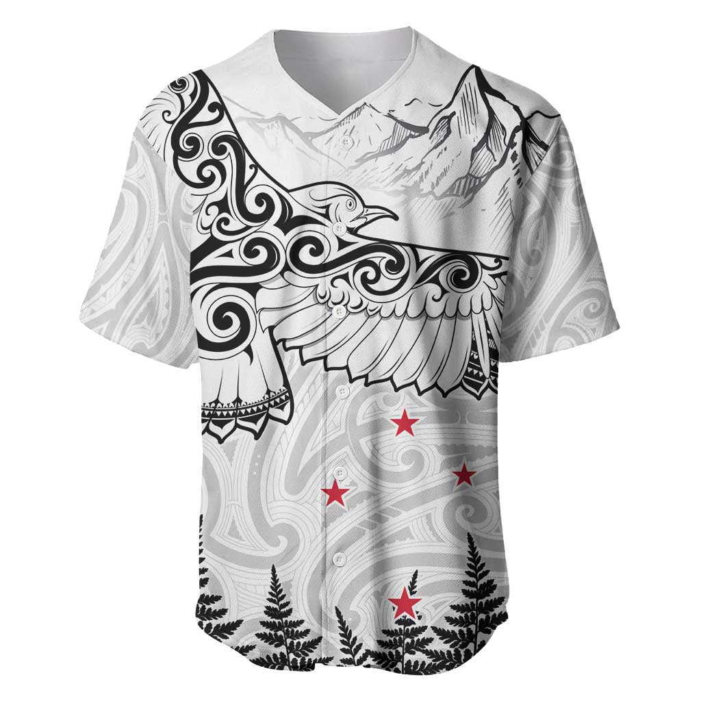 New Zealand Kea Bird Baseball Jersey Maori Tattoo and Silver Fern White Color LT03 White - Polynesian Pride