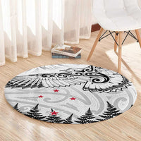 New Zealand Kea Bird Round Carpet Maori Tattoo and Silver Fern White Color LT03 - Polynesian Pride