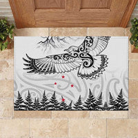 New Zealand Kea Bird Rubber Doormat Maori Tattoo and Silver Fern White Color LT03 White - Polynesian Pride