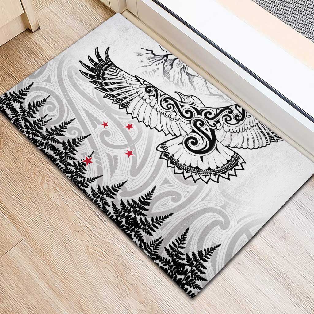 New Zealand Kea Bird Rubber Doormat Maori Tattoo and Silver Fern White Color LT03 - Polynesian Pride