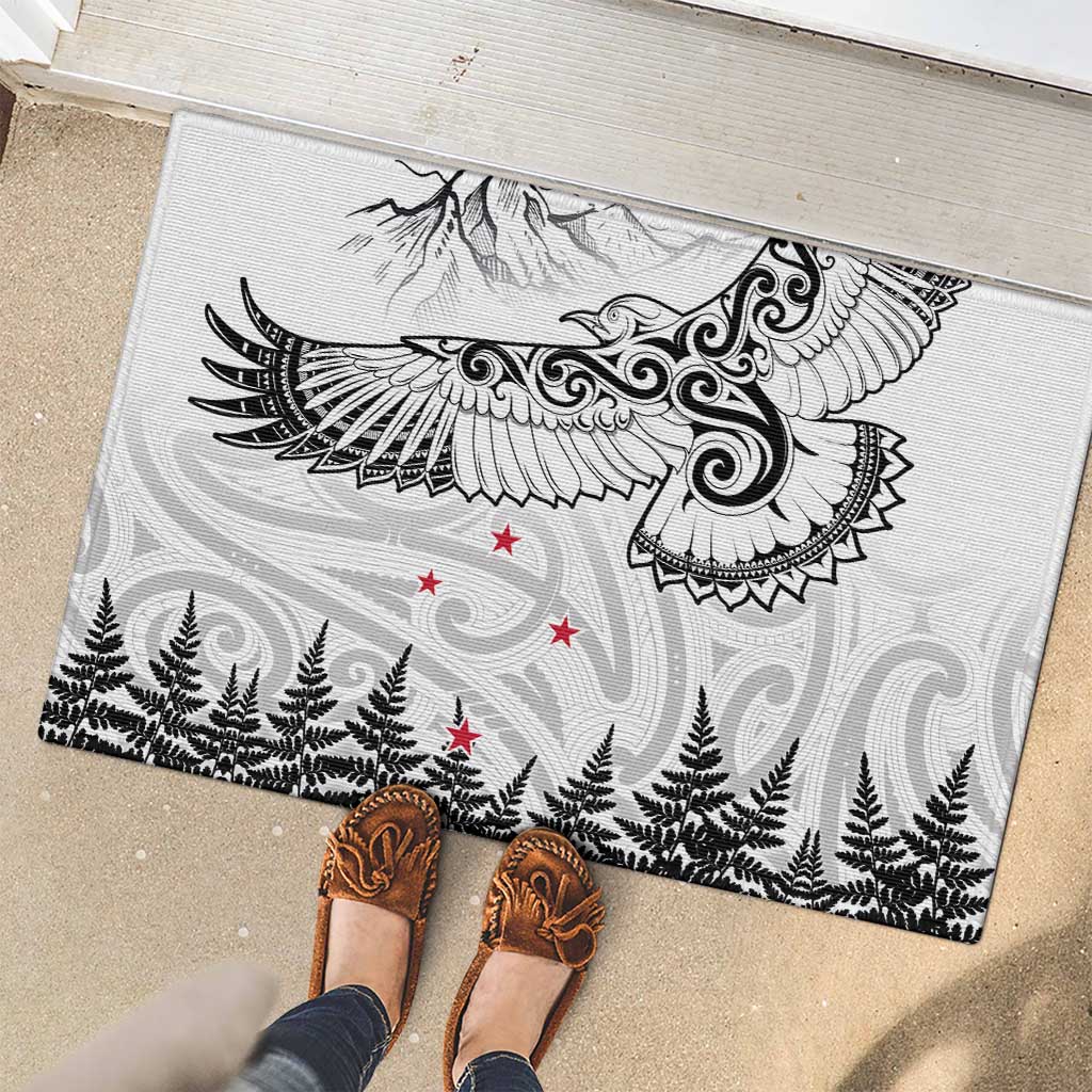 New Zealand Kea Bird Rubber Doormat Maori Tattoo and Silver Fern White Color LT03 - Polynesian Pride
