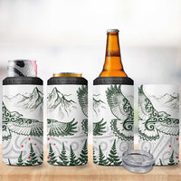 New Zealand Kea Bird 4 in 1 Can Cooler Tumbler Maori Tattoo and Silver Fern Green Color