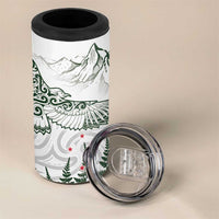 New Zealand Kea Bird 4 in 1 Can Cooler Tumbler Maori Tattoo and Silver Fern Green Color