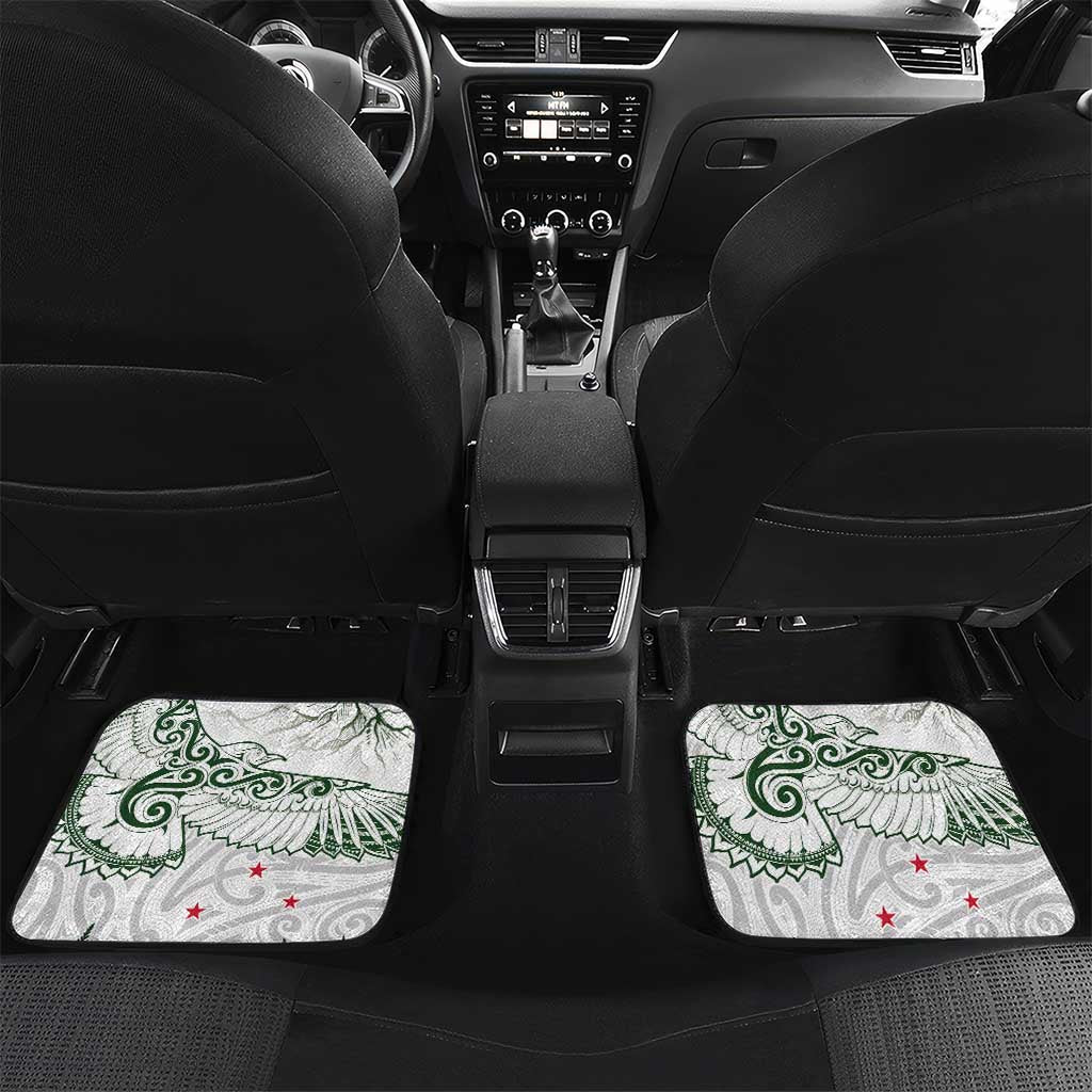 New Zealand Kea Bird Car Mats Maori Tattoo and Silver Fern Green Color