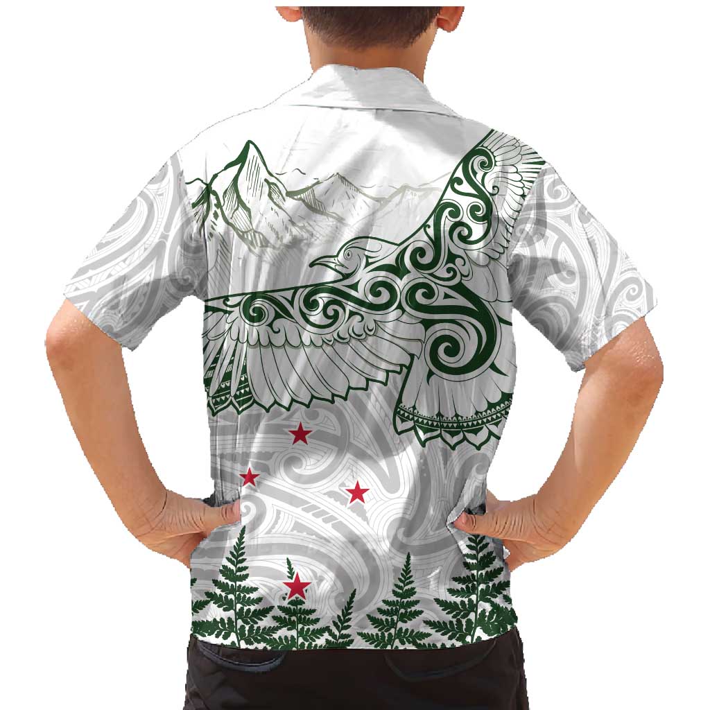 New Zealand Kea Bird Family Matching Mermaid Dress and Hawaiian Shirt Maori Tattoo and Silver Fern Green Color