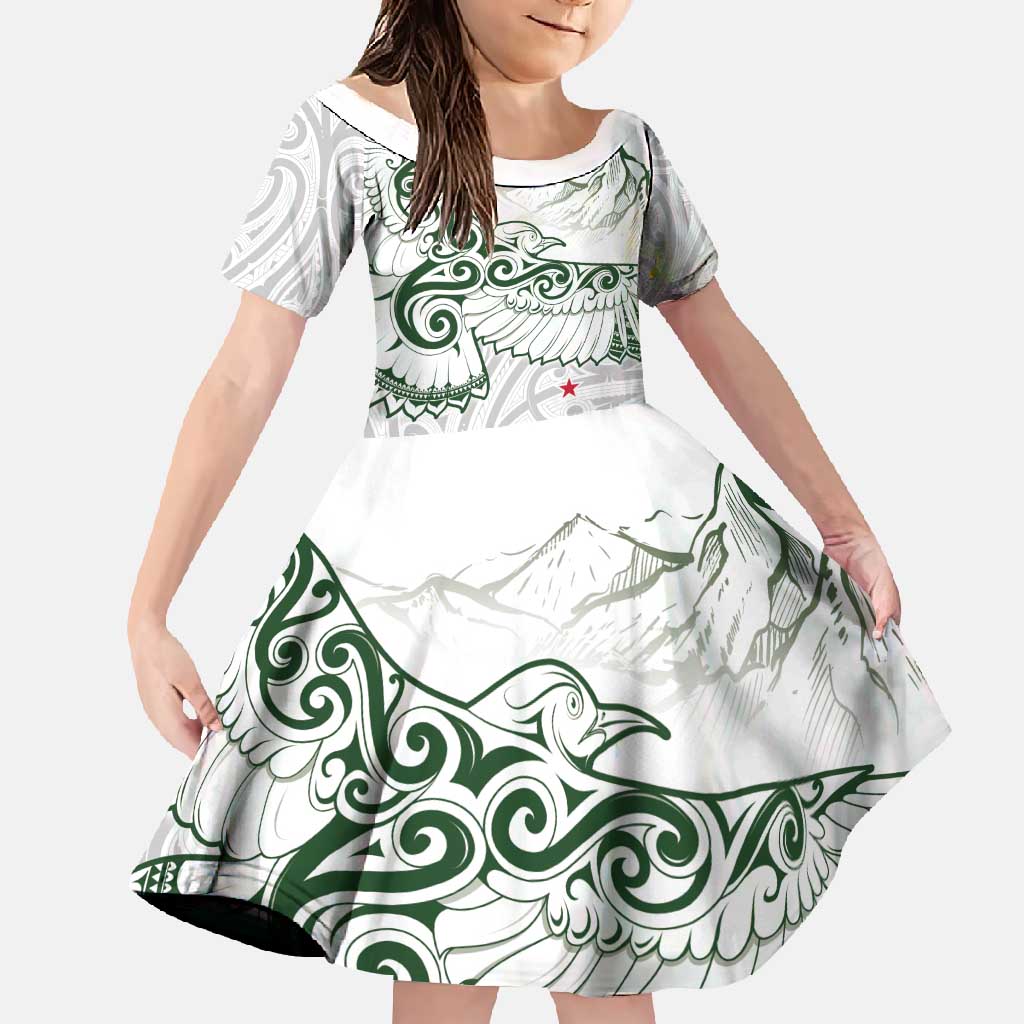 New Zealand Kea Bird Family Matching Tank Maxi Dress and Hawaiian Shirt Maori Tattoo and Silver Fern Green Color