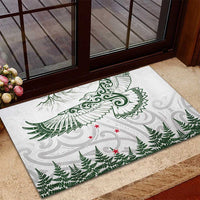 New Zealand Kea Bird Rubber Doormat Maori Tattoo and Silver Fern Green Color