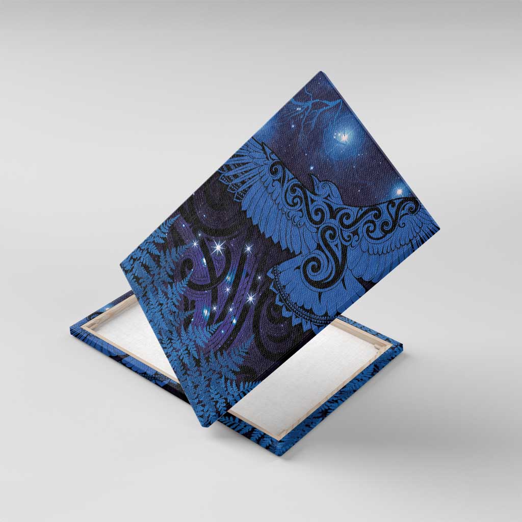 New Zealand Kea Bird Canvas Wall Art Maori Tattoo and Silver Fern Matariki Style