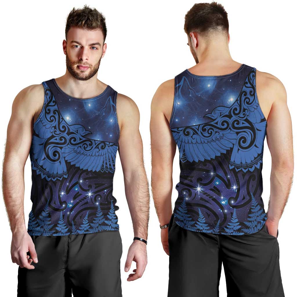 New Zealand Kea Bird Men Tank Top Maori Tattoo and Silver Fern Matariki Style