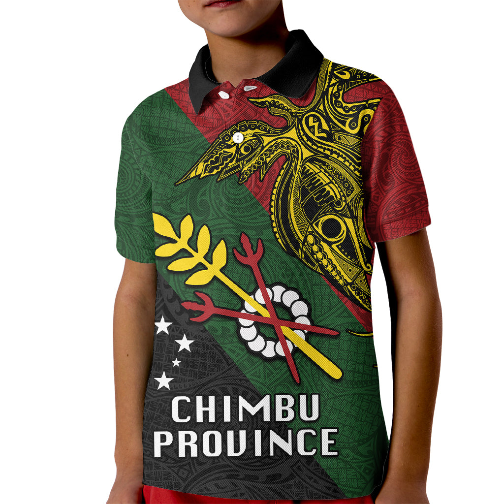 Papua New Guinea Chimbu Province Kid Polo Shirt PNG Birds Of Paradise Polynesian Arty Style LT03 Kid Green - Polynesian Pride