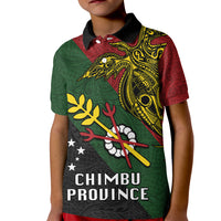 Papua New Guinea Chimbu Province Kid Polo Shirt PNG Birds Of Paradise Polynesian Arty Style LT03 Kid Green - Polynesian Pride