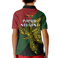 Papua New Guinea Chimbu Province Kid Polo Shirt PNG Birds Of Paradise Polynesian Arty Style LT03 - Polynesian Pride