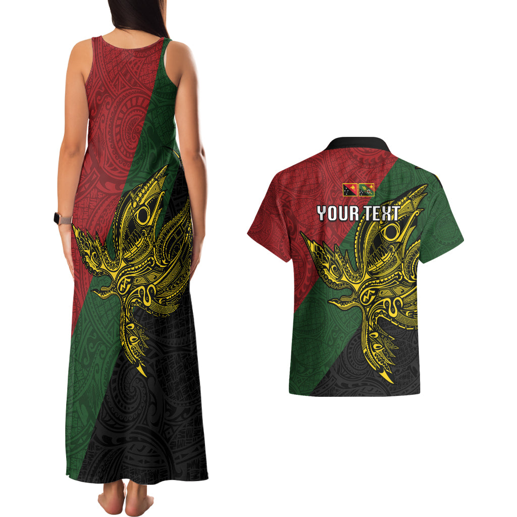 Custom Papua New Guinea Chimbu Province Couples Matching Tank Maxi Dress and Hawaiian Shirt PNG Birds Of Paradise Polynesian Arty Style LT03 - Polynesian Pride