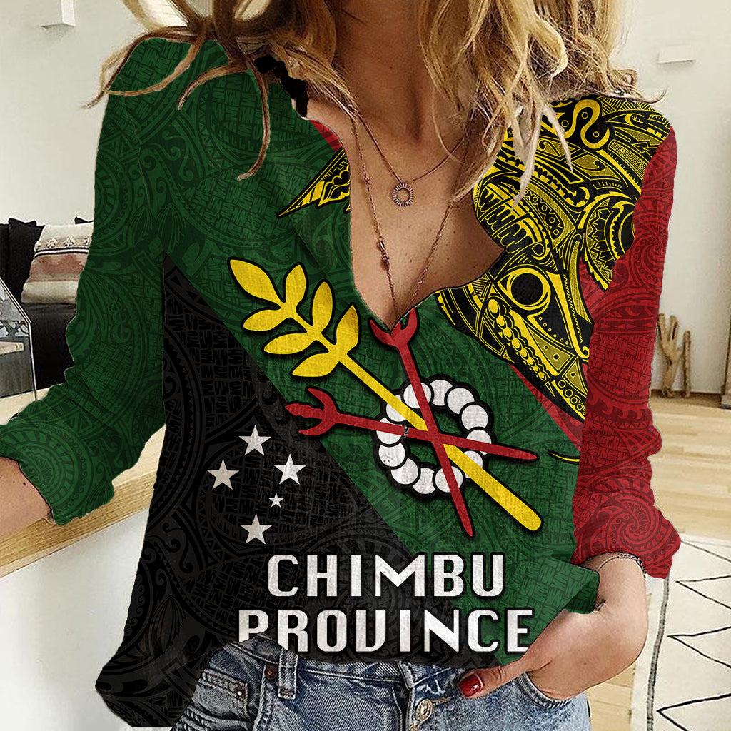 Custom Papua New Guinea Chimbu Province Women Casual Shirt PNG Birds Of Paradise Polynesian Arty Style LT03 Female Green - Polynesian Pride