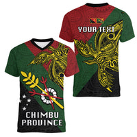 Custom Papua New Guinea Chimbu Province Women V Neck T Shirt PNG Birds Of Paradise Polynesian Arty Style LT03 - Polynesian Pride