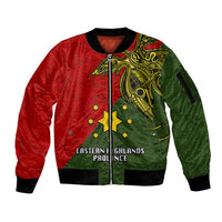 Custom Papua New Guinea Eastern Highlands Province Sleeve Zip Bomber Jacket PNG Birds Of Paradise Polynesian Arty Style LT03 Unisex Green - Polynesian Pride