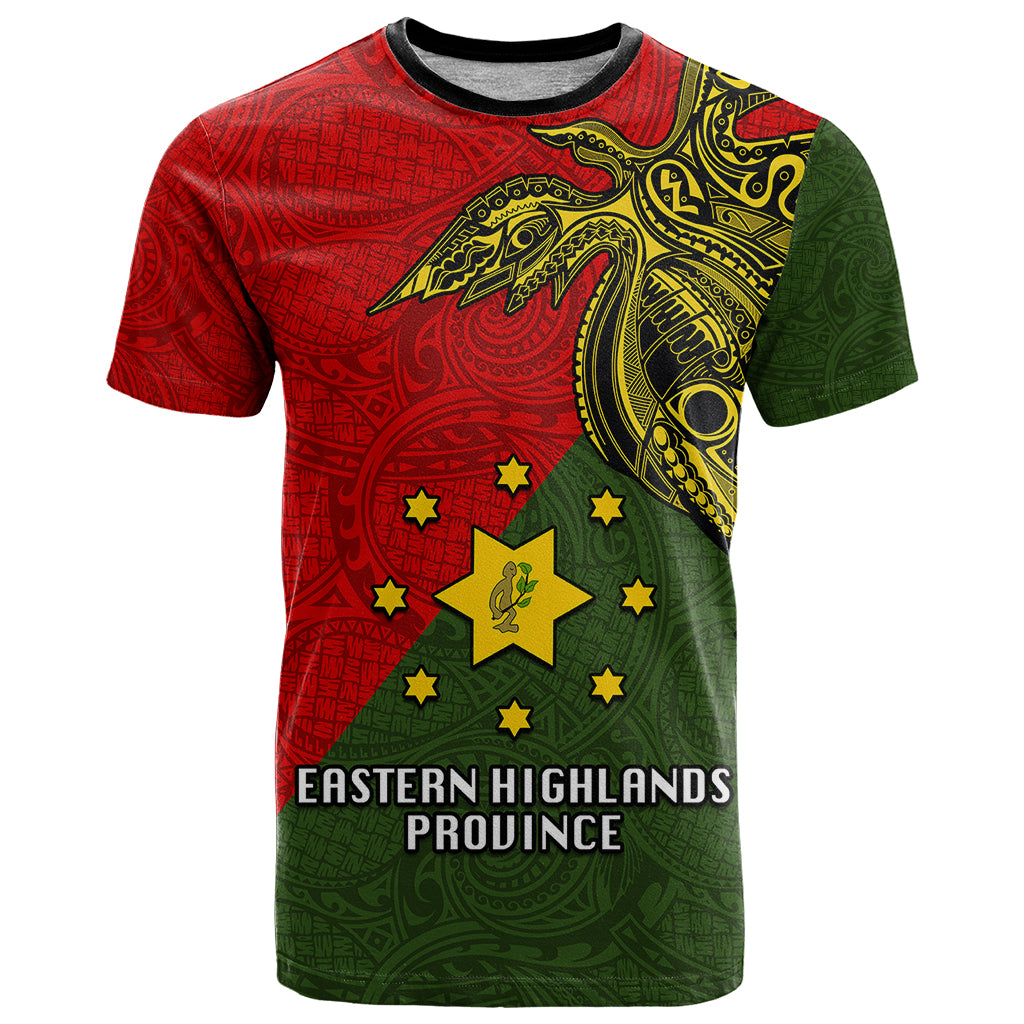 Custom Papua New Guinea Eastern Highlands Province T Shirt PNG Birds Of Paradise Polynesian Arty Style LT03 Green - Polynesian Pride