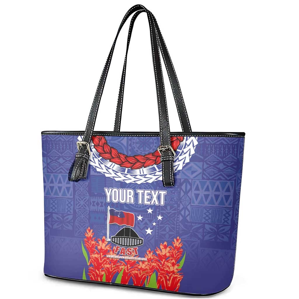 FAST Party Samoa Leather Tote Bag Ula Fala Teuila Polynesian Tapa Pattern