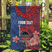 CHOGM FAST Samoa 2024 Garden Flag Samoan Tapa Tribal and Ornament Pattern with Hibiscus LT03 Garden Flag Blue - Polynesian Pride