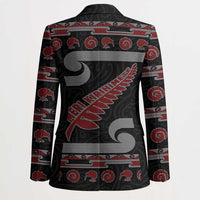 New Zealand Christmas Blazer Meri Kirihimete Silver Fern Knit Style Red Color - Polynesian Pride