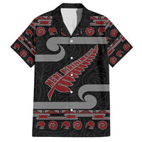 New Zealand Christmas Hawaiian Shirt Meri Kirihimete Silver Fern Knit Style Red Color - Polynesian Pride