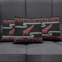 New Zealand Christmas Pillow Cover Meri Kirihimete Silver Fern Knit Style Red Color - Polynesian Pride