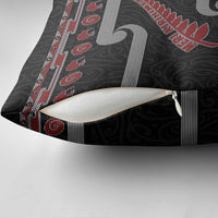 New Zealand Christmas Pillow Cover Meri Kirihimete Silver Fern Knit Style Red Color - Polynesian Pride