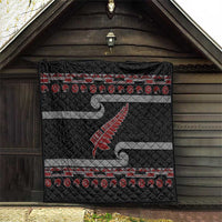 New Zealand Christmas Quilt Meri Kirihimete Silver Fern Knit Style Red Color - Polynesian Pride