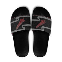 New Zealand Christmas Slide Sandals Meri Kirihimete Silver Fern Knit Style Red Color - Polynesian Pride
