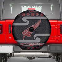 New Zealand Christmas Spare Tire Cover Meri Kirihimete Silver Fern Knit Style Red Color - Polynesian Pride