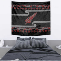 New Zealand Christmas Tapestry Meri Kirihimete Silver Fern Knit Style Red Color - Polynesian Pride