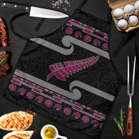 New Zealand Christmas Apron Meri Kirihimete Silver Fern Knit Style Pink Color - Polynesian Pride