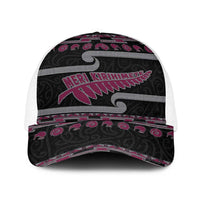 New Zealand Christmas Baseball Net Cap Meri Kirihimete Silver Fern Knit Style Pink Color - Polynesian Pride