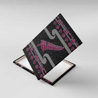 New Zealand Christmas Canvas Wall Art Meri Kirihimete Silver Fern Knit Style Pink Color - Polynesian Pride