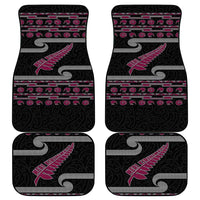 New Zealand Christmas Car Mats Meri Kirihimete Silver Fern Knit Style Pink Color - Polynesian Pride