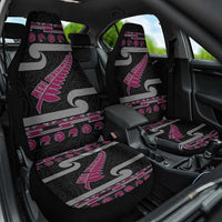 New Zealand Christmas Car Seat Cover Meri Kirihimete Silver Fern Knit Style Pink Color - Polynesian Pride