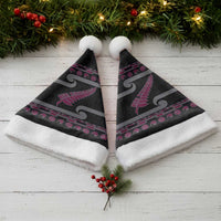 New Zealand Christmas Santa Hat Meri Kirihimete Silver Fern Knit Style Pink Color - Polynesian Pride