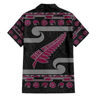 New Zealand Christmas Family Matching Long Sleeve Bodycon Dress and Hawaiian Shirt Meri Kirihimete Silver Fern Knit Style Pink Color - Polynesian Pride