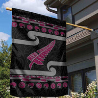 New Zealand Christmas Garden Flag Meri Kirihimete Silver Fern Knit Style Pink Color - Polynesian Pride